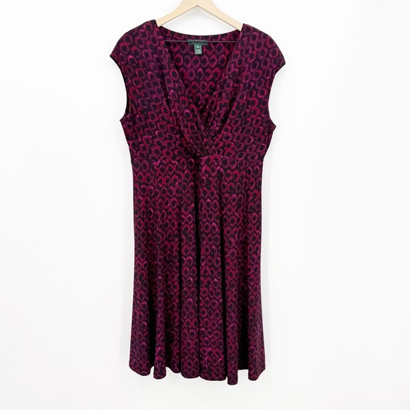 Lauren Ralph Lauren Dresses & Skirts - Lauren Ralph Lauren Geometric Knot Front V-Neck Jersey Dress 14W Mob Wife Modern